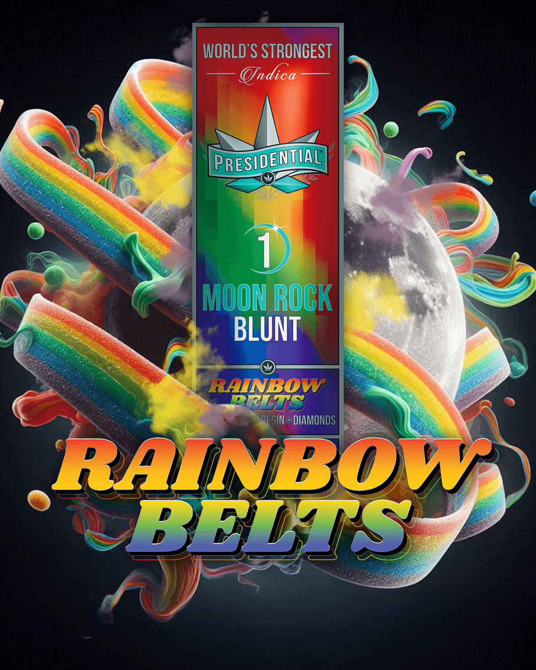 Rainbow Belts - Gold Strain Series product photography